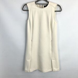 Theory‎ Shift Dress Women’s 2 Ivory Sleeveless Vent Front Wool Blend W/ Pockets